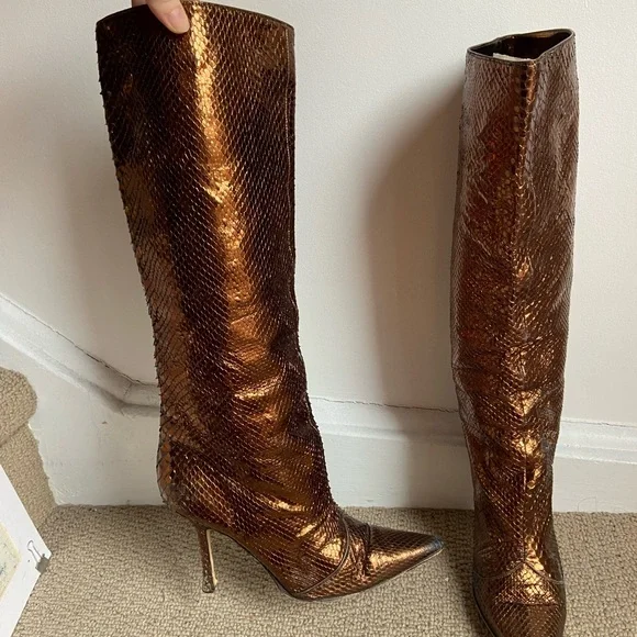 Jimmy Choo Mavis Python Metallic Boots - Picture 5 of 16